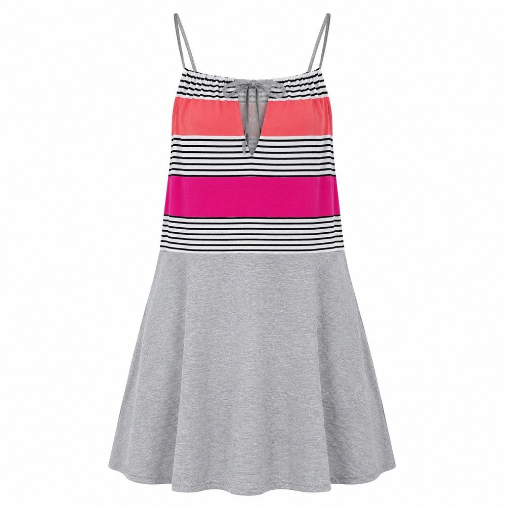 THML Antho Striped Colorblock Mini Dress Pockets XS summer beach Resortwear gray
